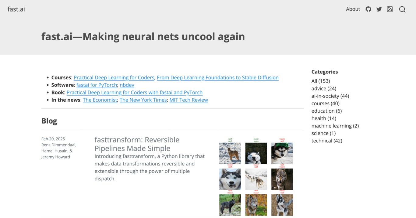 Fast.ai homepage