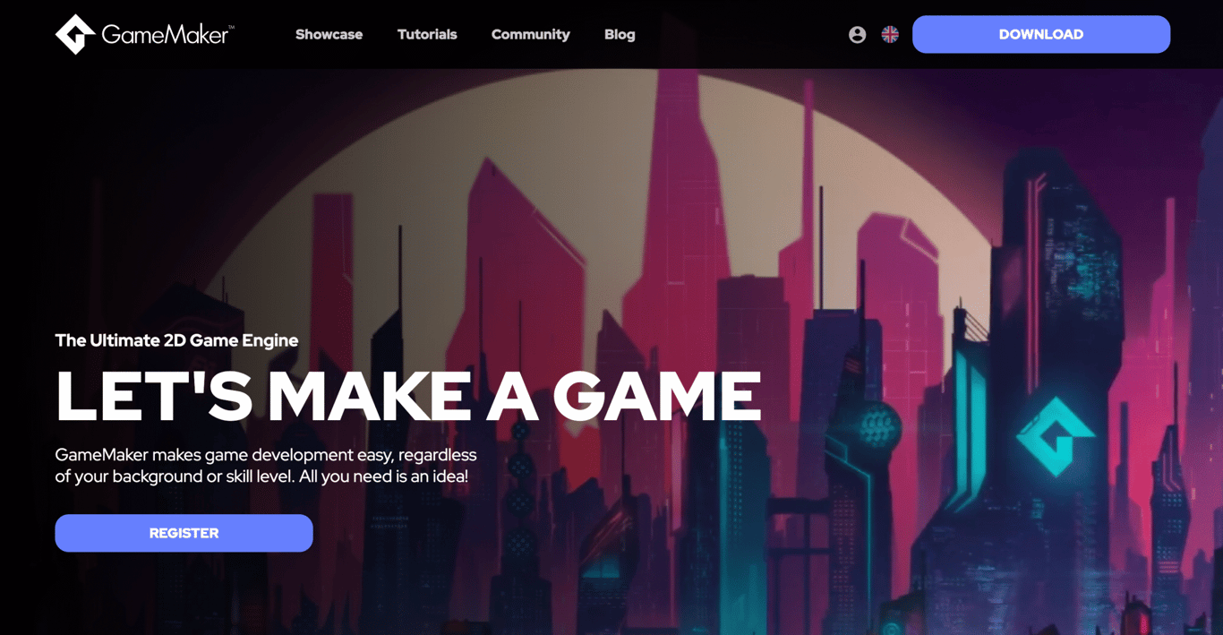 GameMaker by Yoyo Games website home page