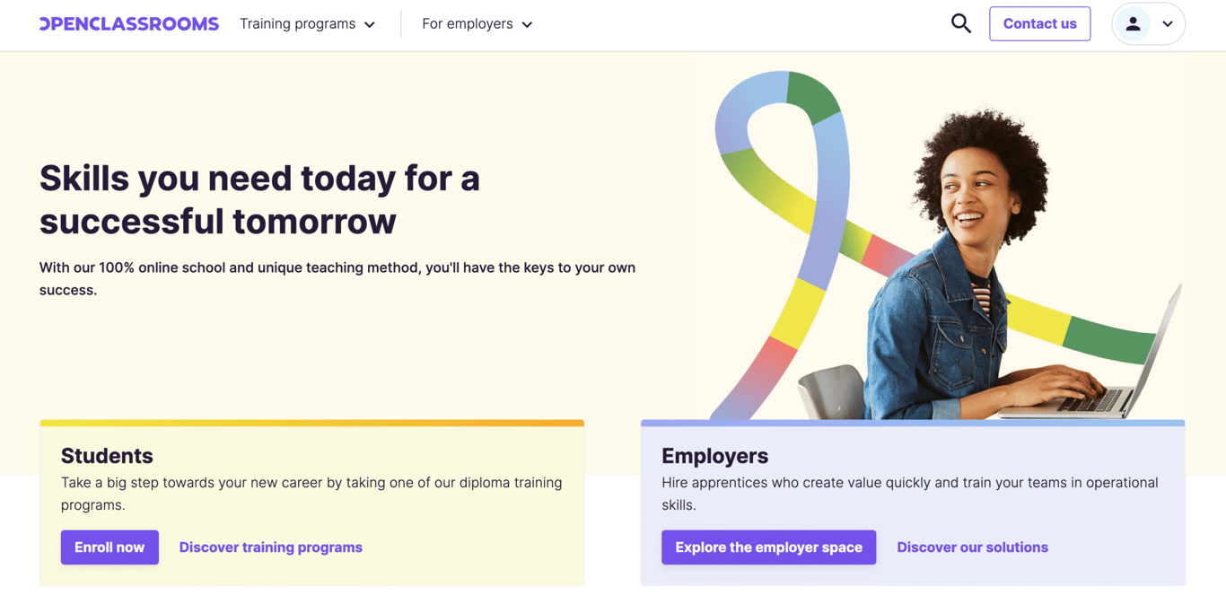 OpenClassrooms website homepage