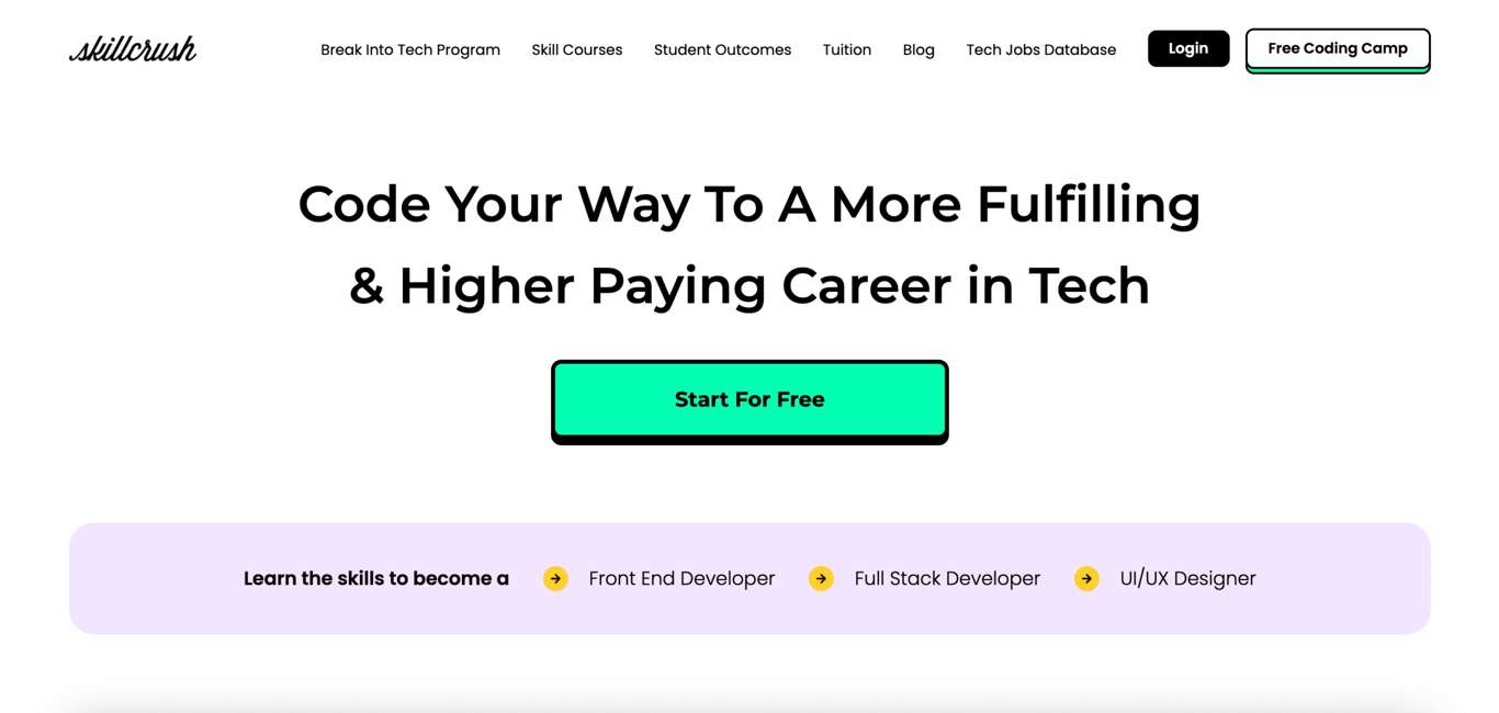 Skillcrush website homepage