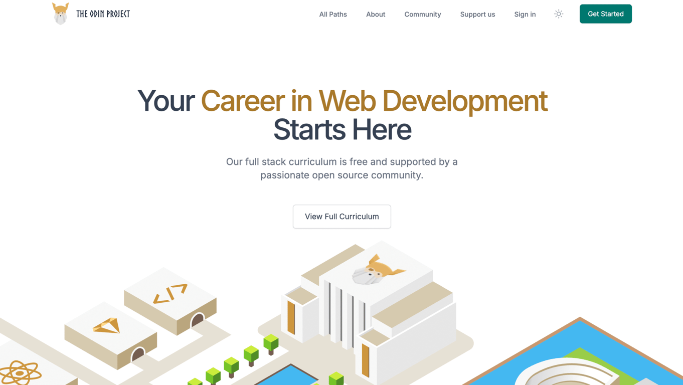 The Odin Project website homepage