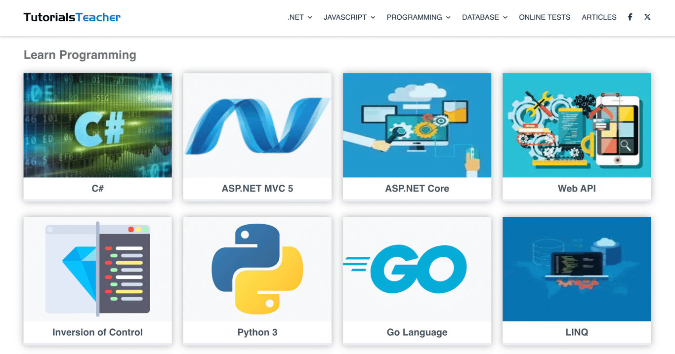 TutorialsTeacher website homepage