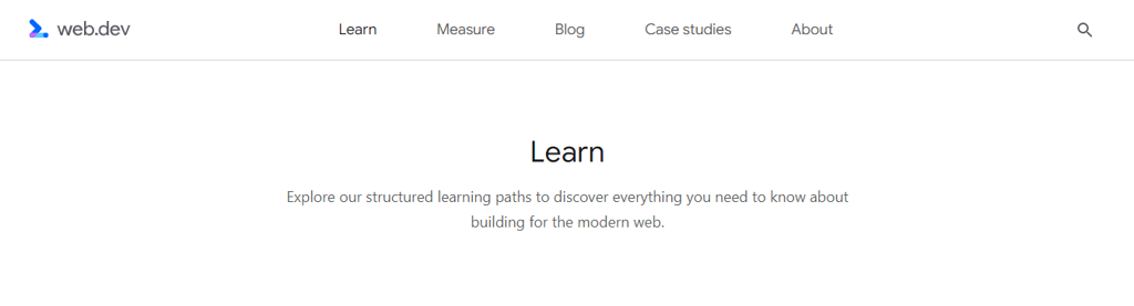 web.dev website homepage