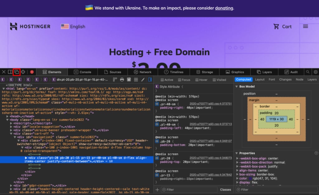 Changing the Web Inspector panel location on Safari.