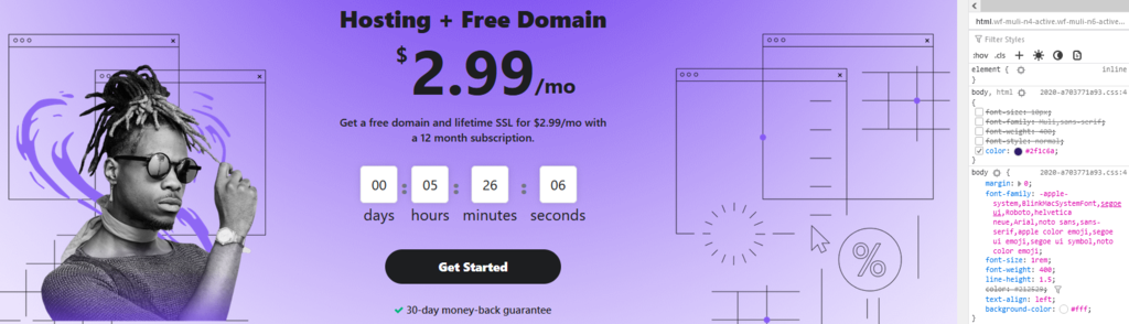 Deactivating a style using Inspect Element on Firefox.