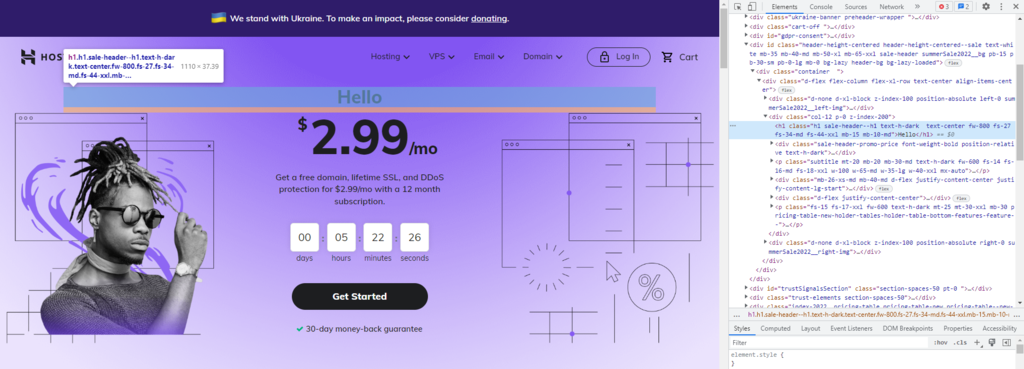The texts are successfully edited using Inspect Element on Chrome.