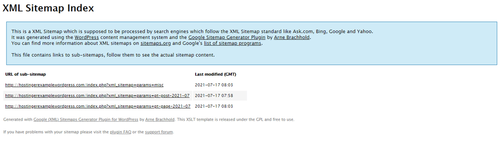 The XML Sitemap Index,