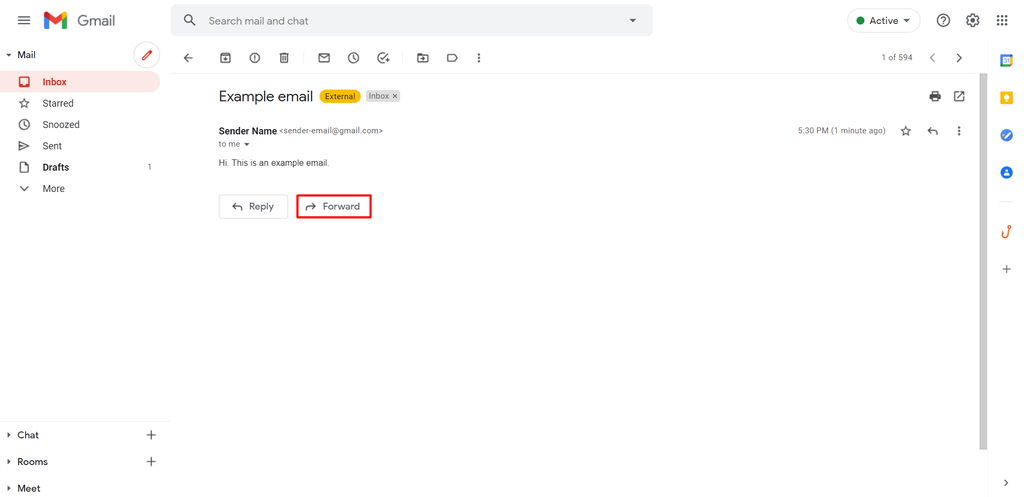 Clicking the forward button on Gmail.