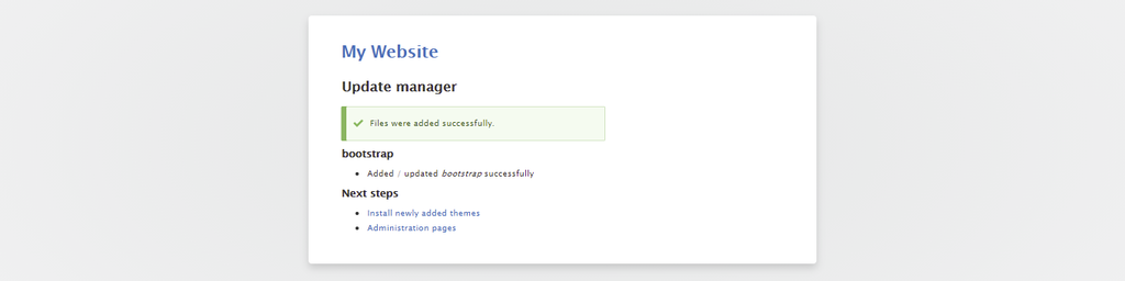 Screenshot showing a confirmation message - Files were added successfully and where to click to install newly added themes
