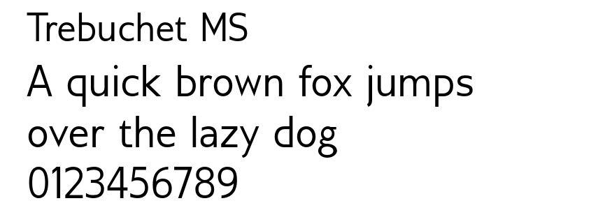 The letters and numbers of Trebuchet MS