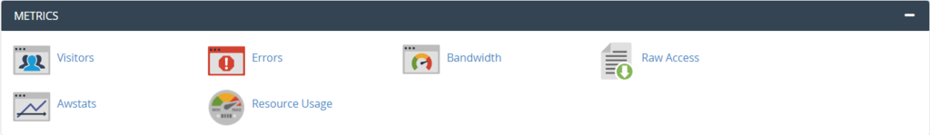 The Metrics section on cPanel