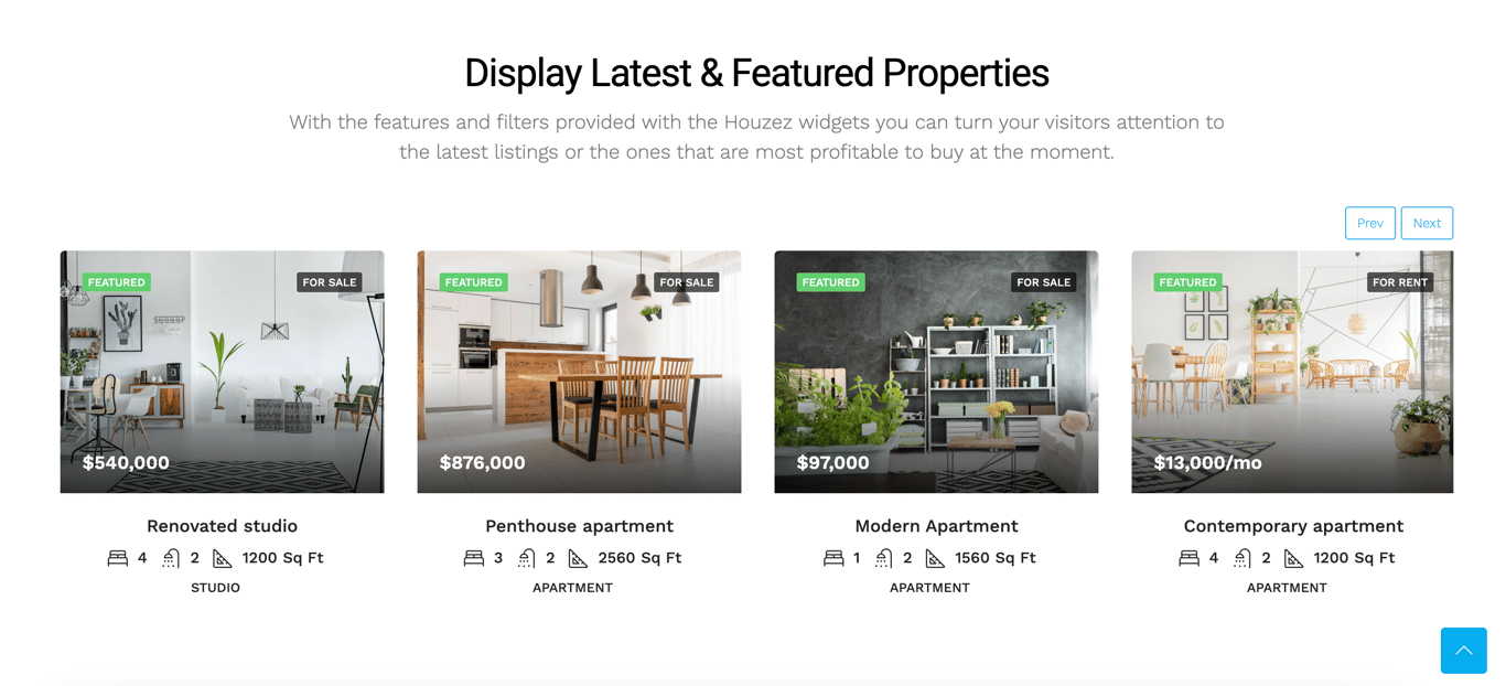 An example of custom fields implementation in an property listing page