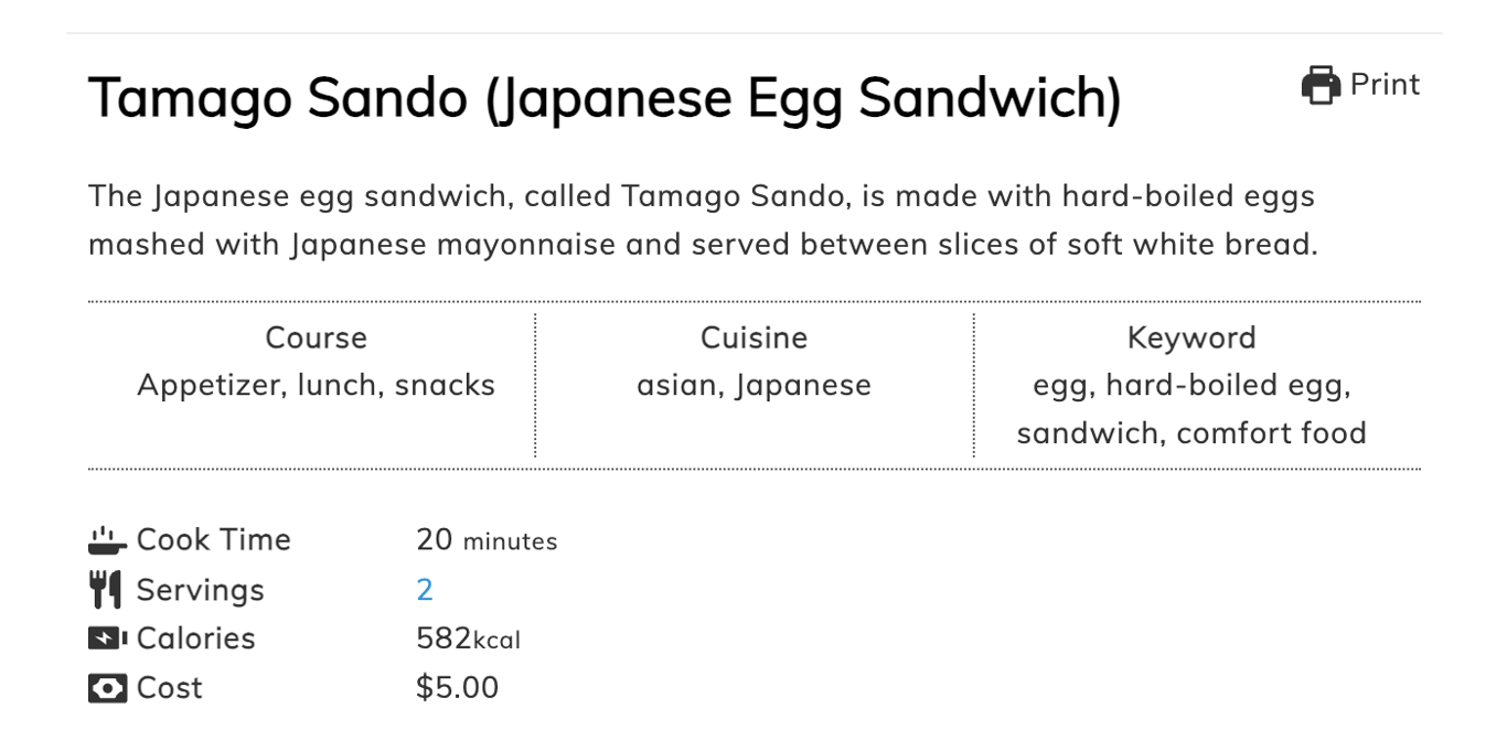 An example of custom fields implementation in a recipe website
