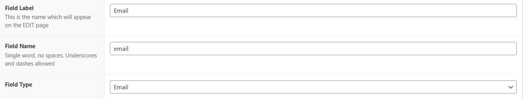 Form to create a new email field