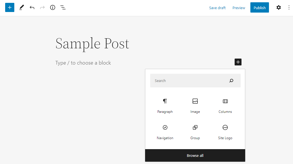 Block options to add on the WordPress block editor