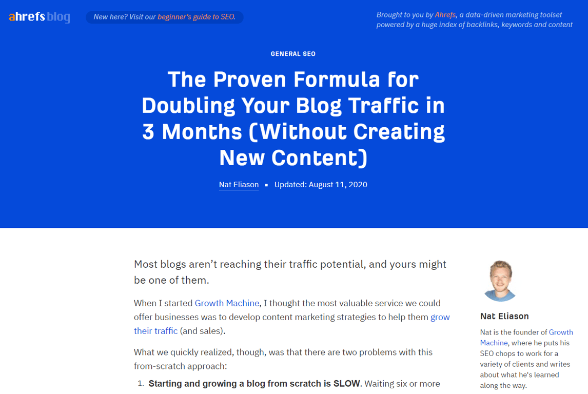 Nat Eliason's guest post on Ahrefs' blog.