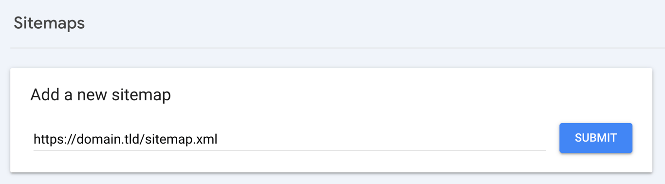 Add a new sitemap field in Google Search Console Sitemaps section