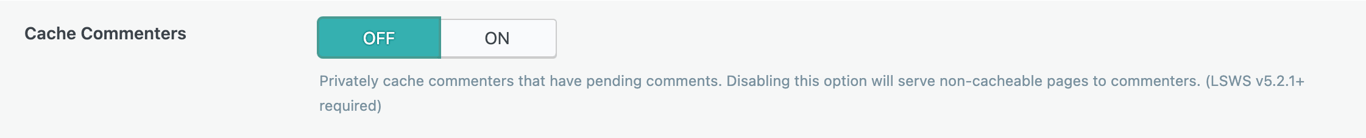 The caching for pending commenters option turned off.