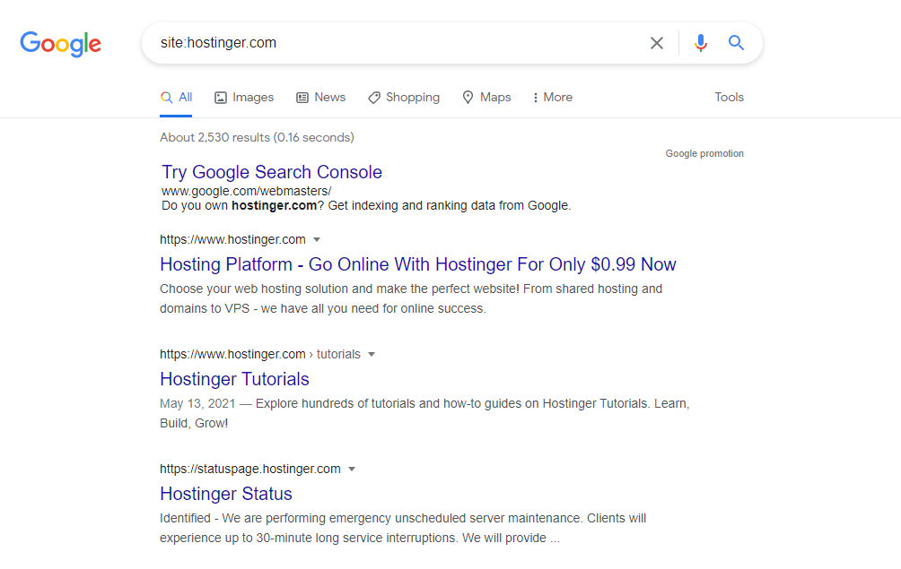Check URL on search engine