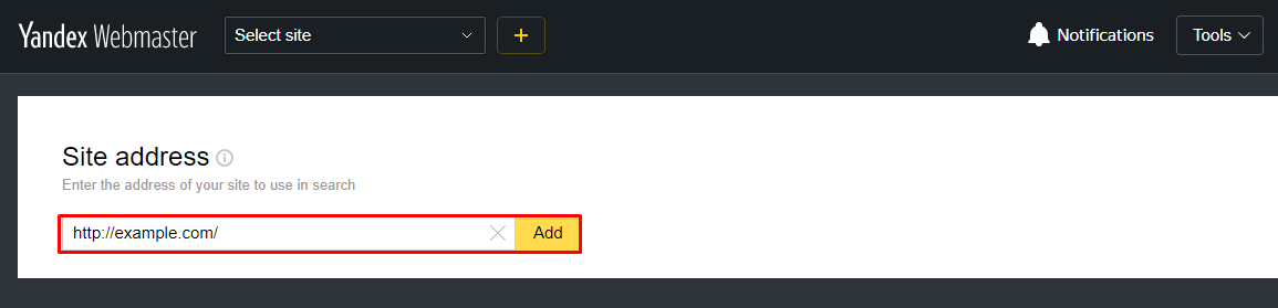 Yandex Webmaster add sitemap URL