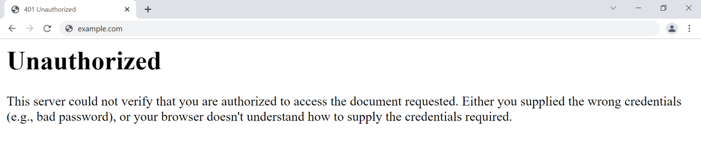 Example of 401 error.