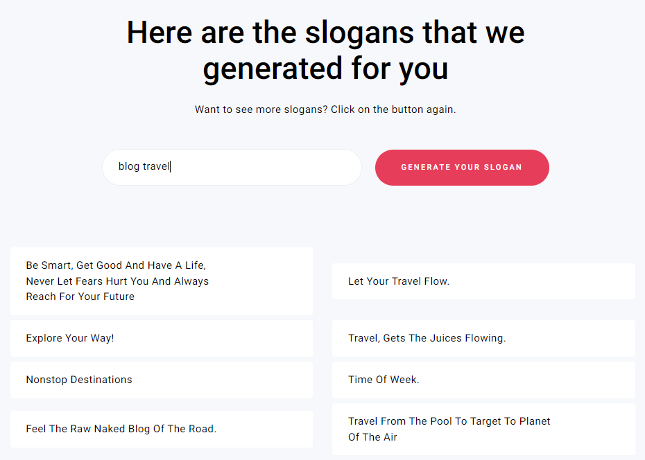 The AI Slogan Maker page on Zyro's website