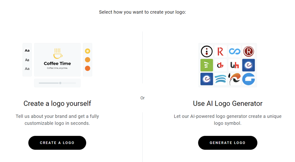 The landing page of Hostinger's AI Logo Maker