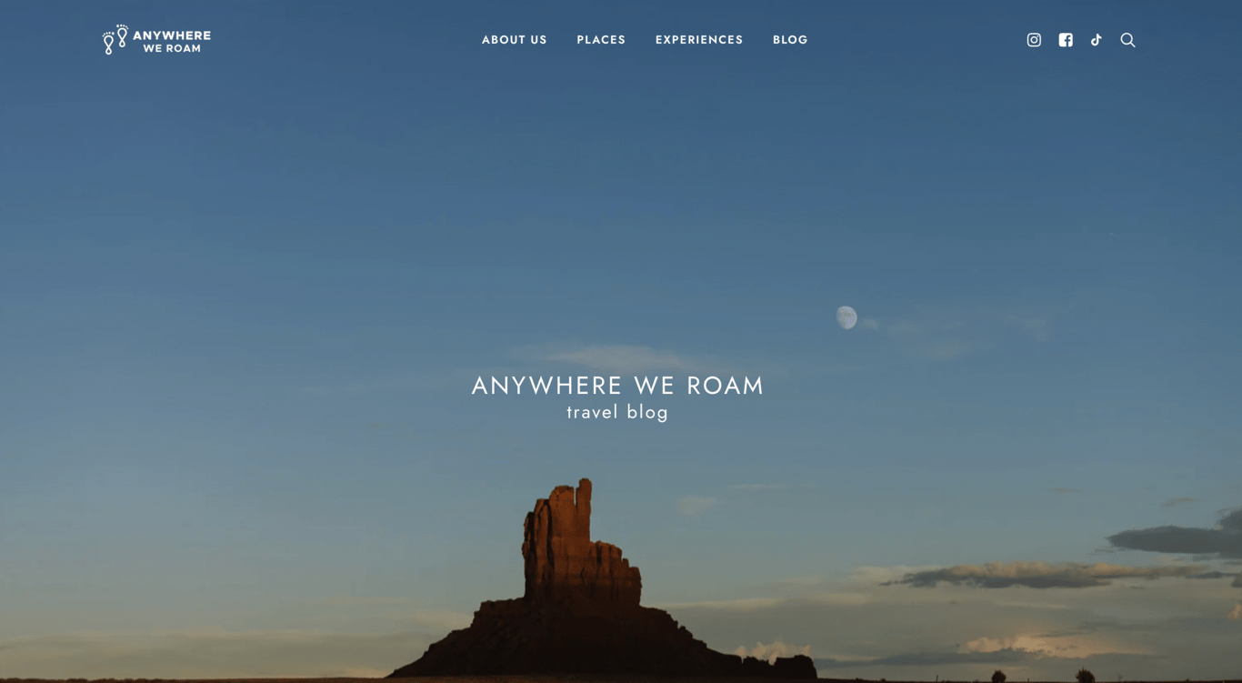 The Anywhere We Roam blog homepage