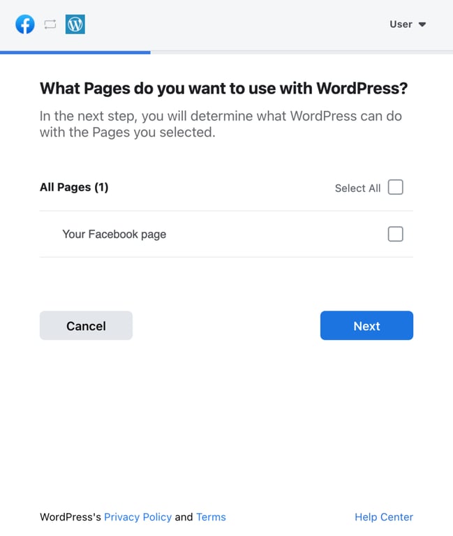 Selecting page to connect