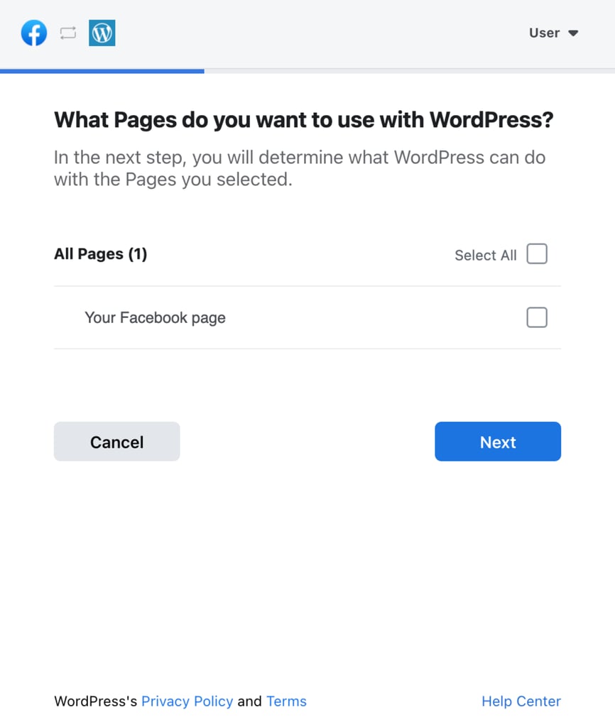 Selecting page to connect