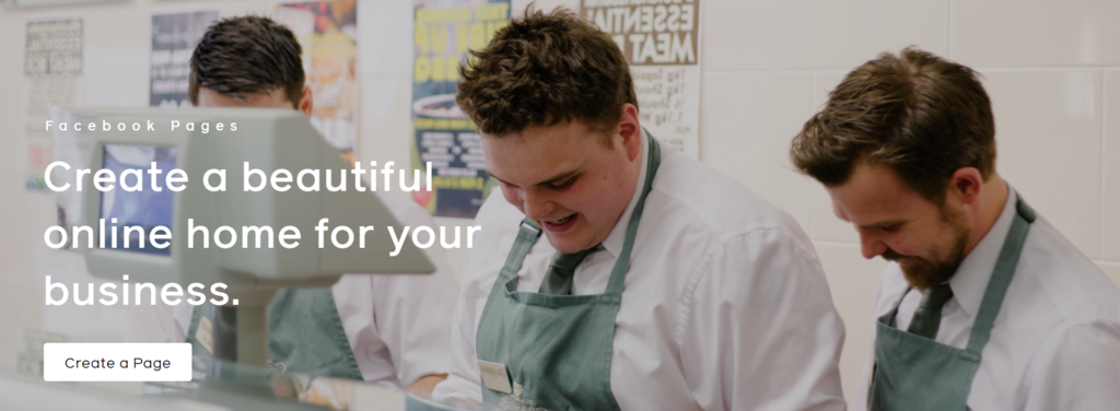 Screenshot of Facebook Pages' landing page 