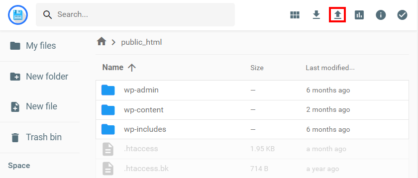 Upload file on the File Manager.