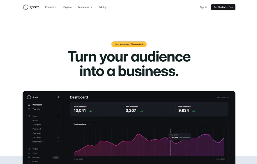 Ghost landing page