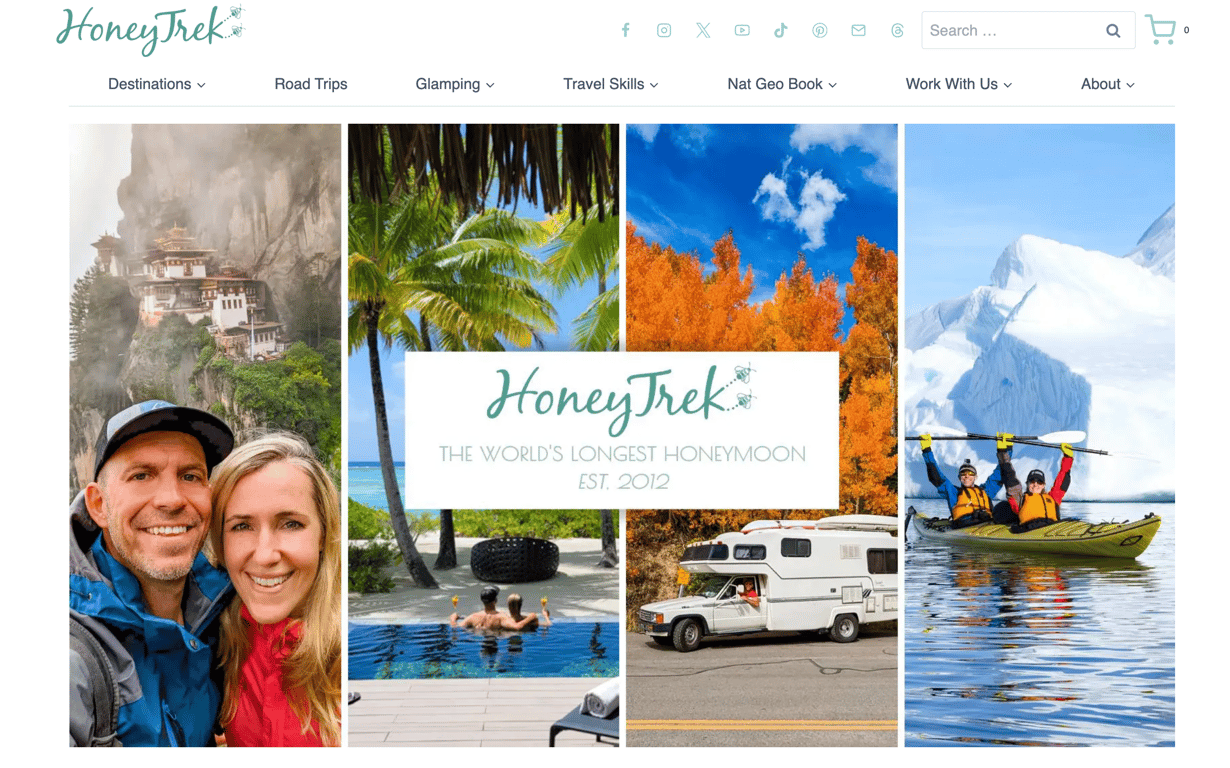 The HoneyTrek website homepage
