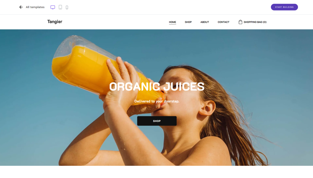 A preview of the Tangier template