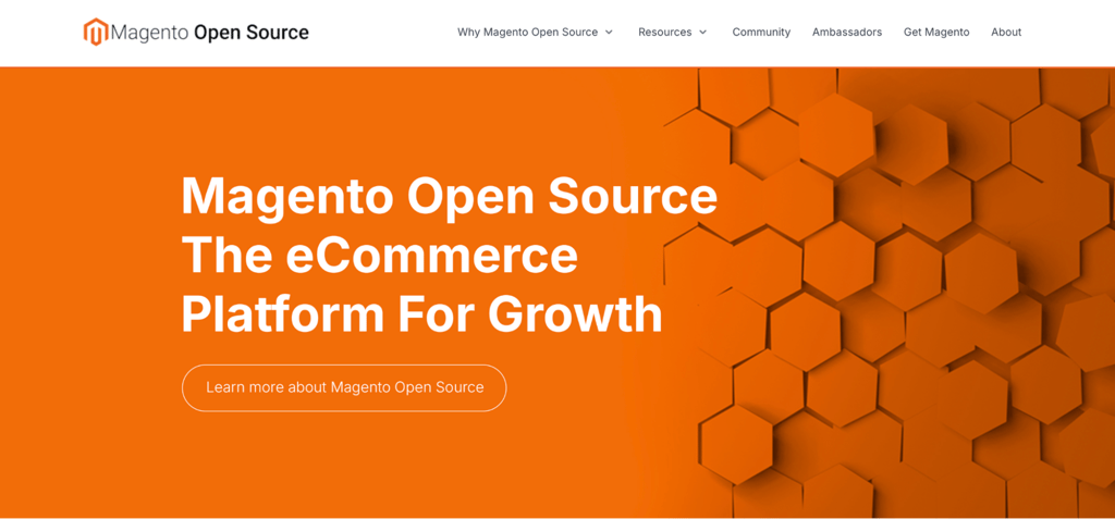 Magento Open Source homepage