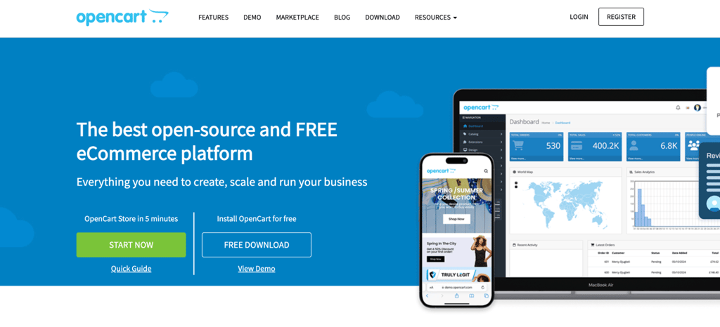 OpenCart homepage