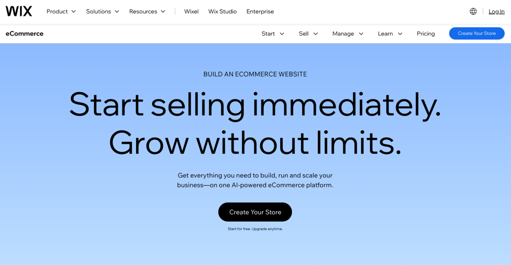Wix homepage