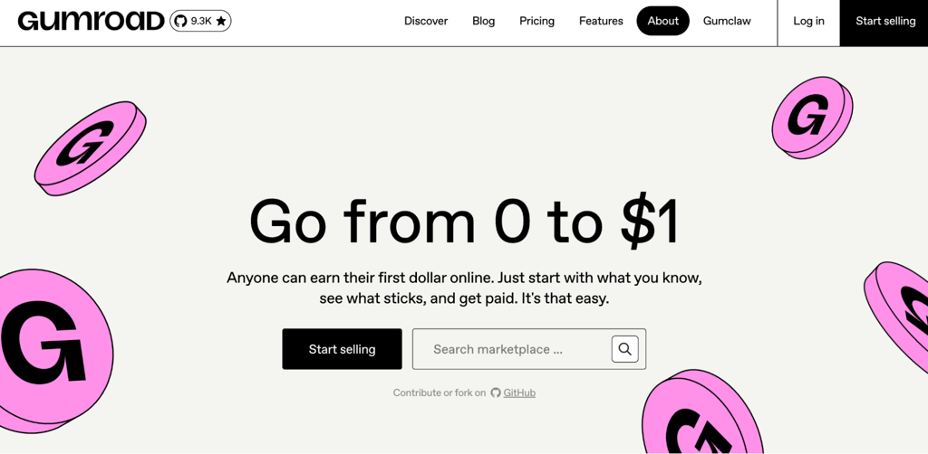 Gumroad homepage