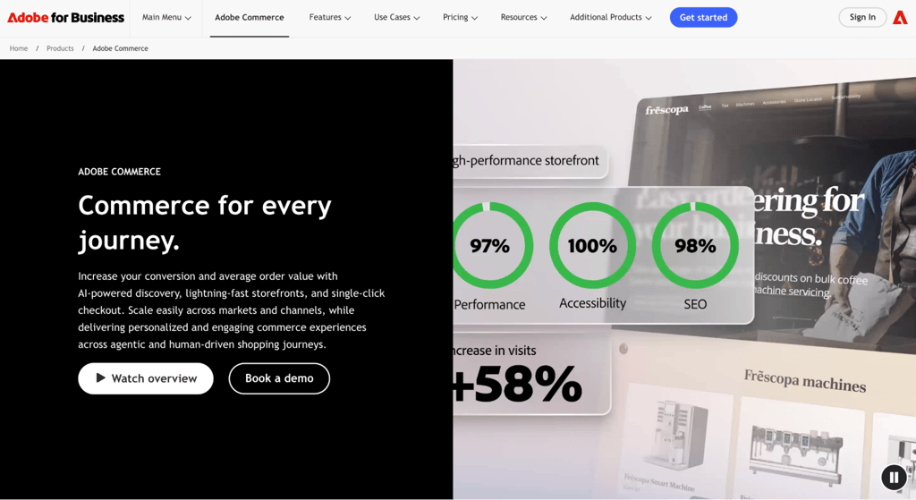 Adobe Commerce homepage