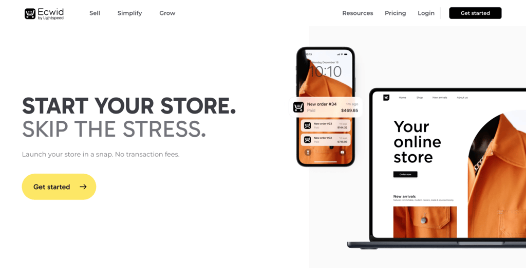 Ecwid homepage