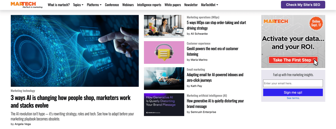 The MarTech website homepage