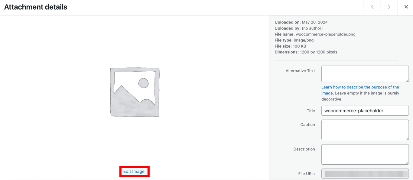 Screenshot of WordPress Media Library's Attachment details pop-up window WordPress Media Library's Attachment details pop-up window