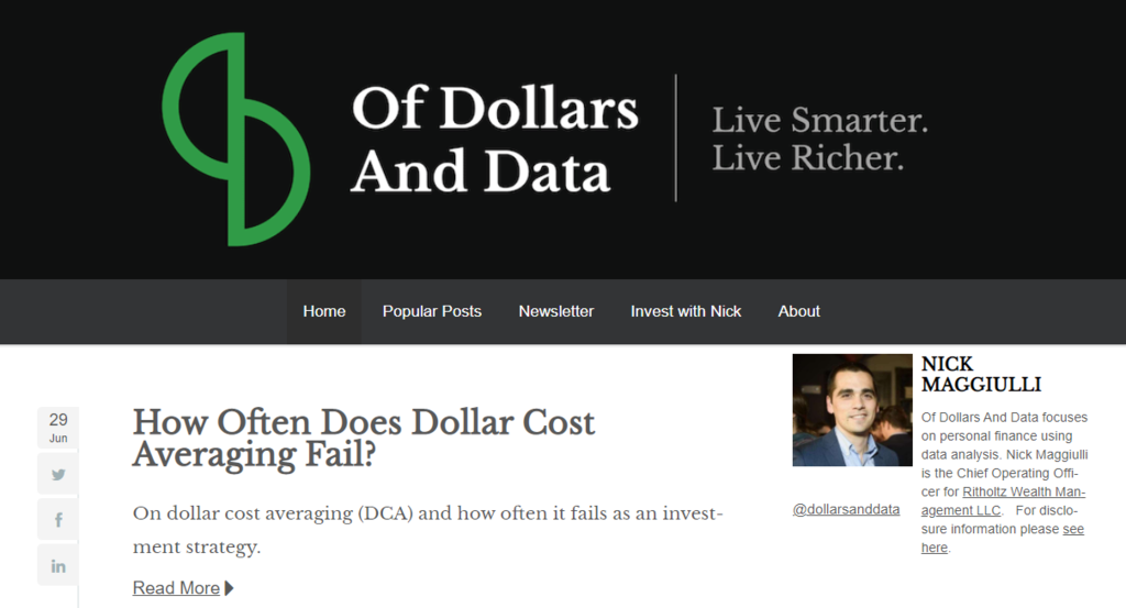 Screenshot of the Of Dollars And data website homepage The Of Dollars And data website homepage.
