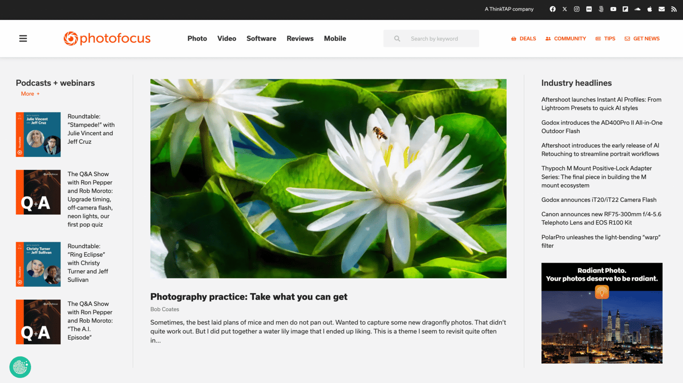 The Photofocus blog homepage