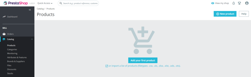 Add products to the site catalog