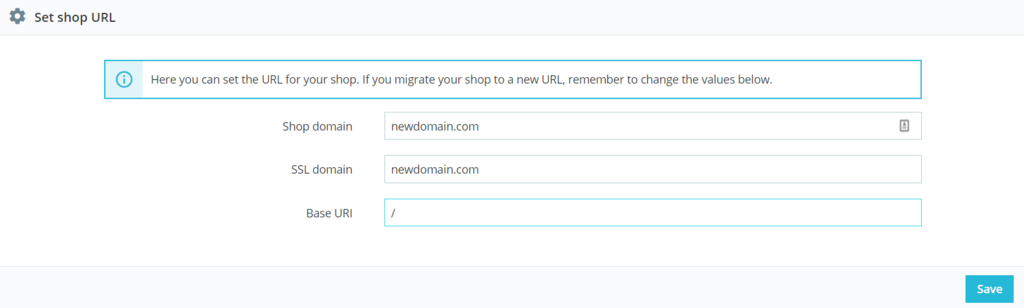 Set the shop URL