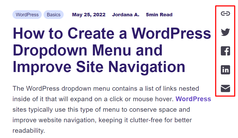 Social sharing buttons on Hostinger Tutorial's blog post