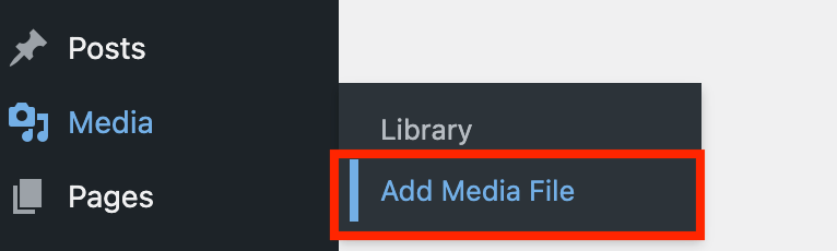 WordPress add media file option