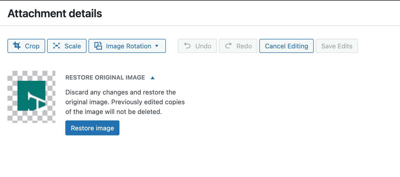 Image restoration options in WordPress